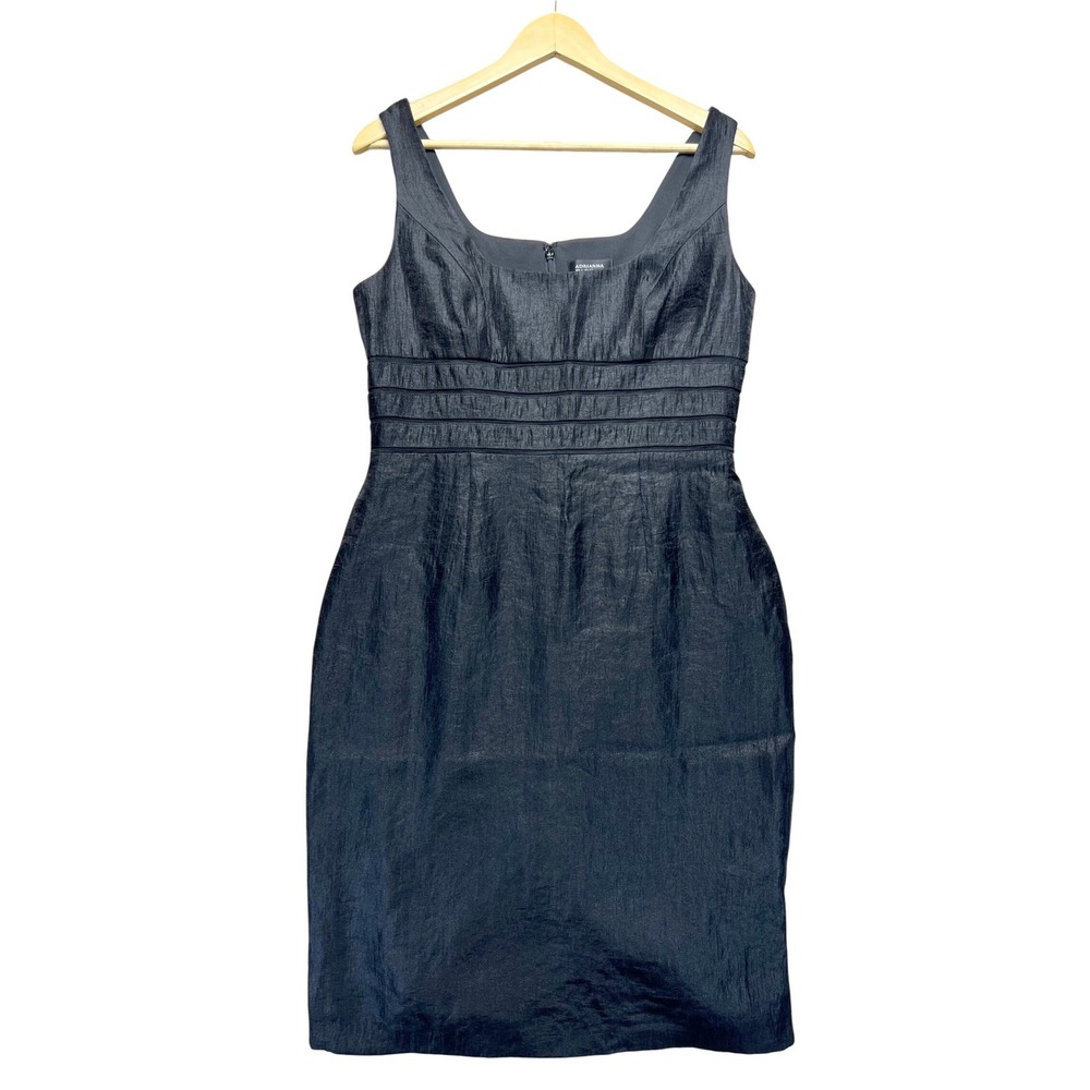 Adrianna Papell Black Sleeveless Square Neck Sheath Dress Size 10 Occasions